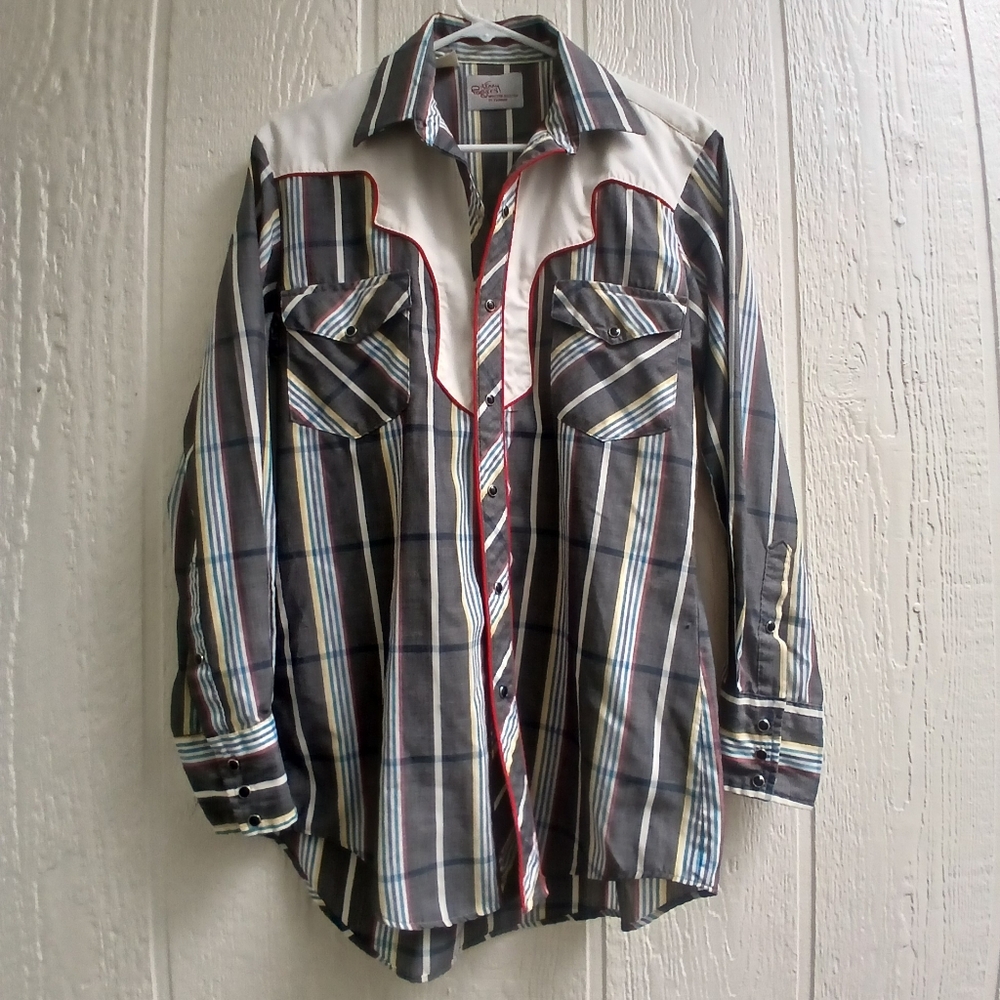 Kenny Rogers Western Collection By Karman Black Pearl Snap Western Shirt-M